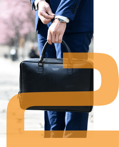 Exit strategy Bookkeeper holding a briefcase